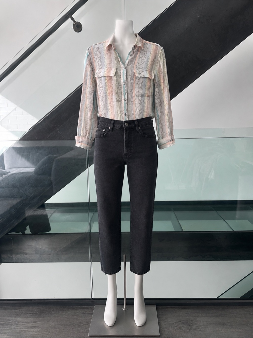 Equipment Pastel Snake-Print Silk Blouse in Pink and Blue